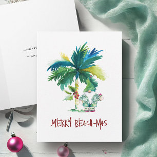 Watercolor Tropical Beach Folded Christmas Cards