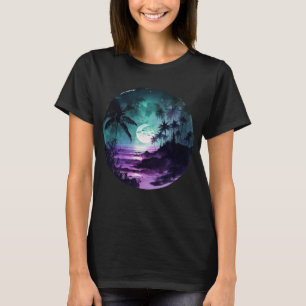 Watercolor Tropical Beach Night T-Shirt