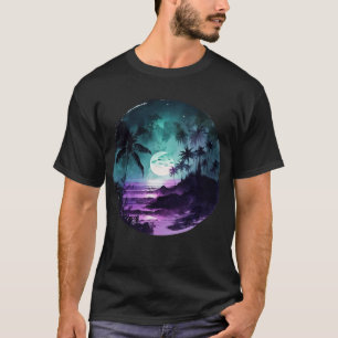 Watercolor Tropical Beach Night T-Shirt