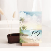 Watercolor Tropical Beach Palm Trees Wedding