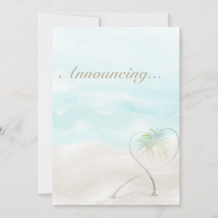 Watercolor Tropical Beach Wedding Annoucement Invitation