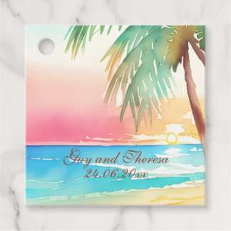 Watercolor Tropical Beach Wedding Favour Tags