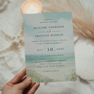 Watercolor Tropical Beach Wedding Invitation