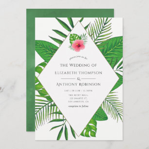 Watercolor Tropical Beach Wedding Invitation