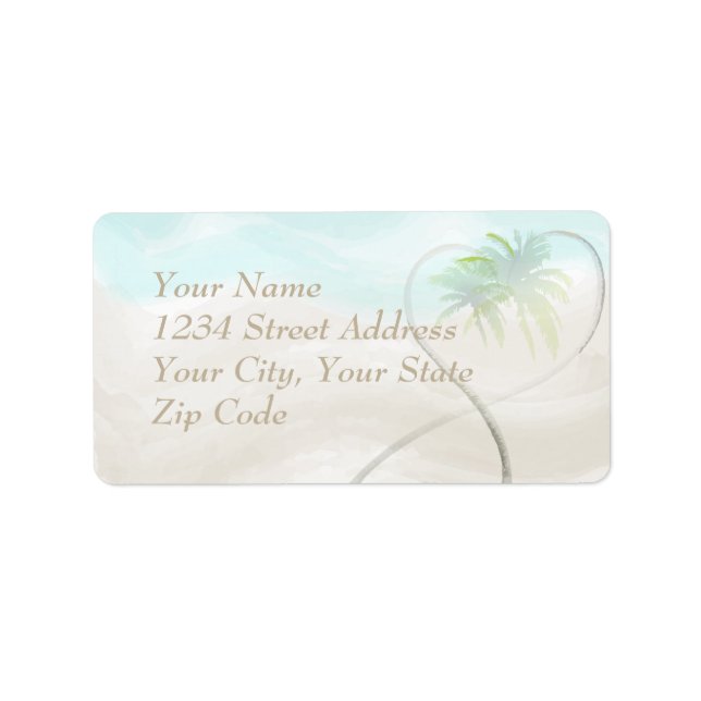 Watercolor Tropical Beach Wedding Label (Front)