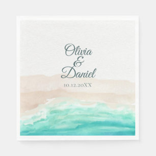 Watercolor Tropical Beach Wedding Napkins
