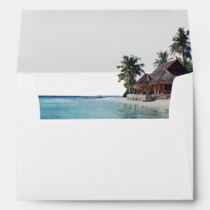 Watercolor Tropical Beach Wedding Return Address Envelope