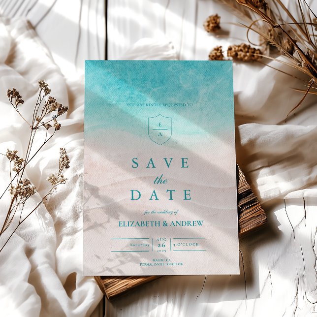 Watercolor Tropical Beach Wedding Save The Date (Creator Uploaded)