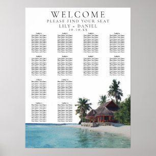 Watercolor Tropical Beach Wedding Seating Chart