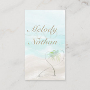 Watercolor Tropical Beach Wedding Website Card