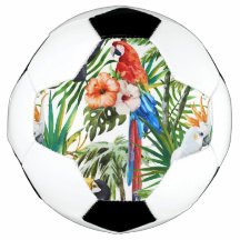Watercolor tropical birds and foliage pattern