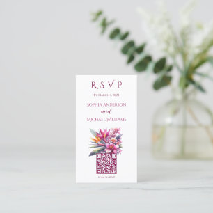 Watercolor Tropical Bliss-RSVP-QR code- Business Card