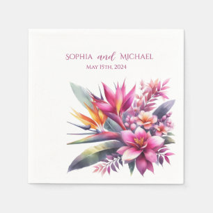 Watercolor Tropical Bliss-Wedding- Napkins