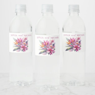 Watercolor Tropical Bliss-Wedding Water Bottle Label