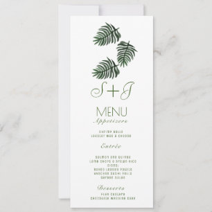 Watercolor Tropical Botanical Palm Leaf Drop- Menu