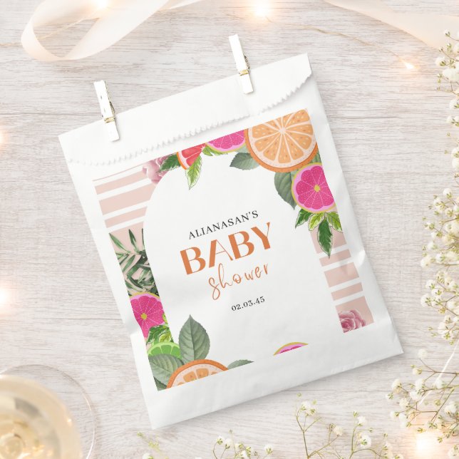 Watercolor Tropical Citrus Bridal Shower Favour Ba Favour Bag (Clipped)