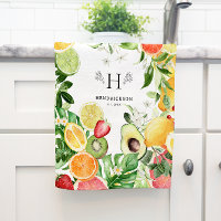 Watercolor Tropical Citrus Fruit Monogram