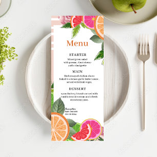 Watercolor Tropical Citrus Thankyou Cute menu