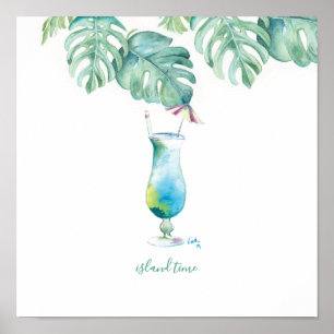 Watercolor Tropical Cocktail Art Poster