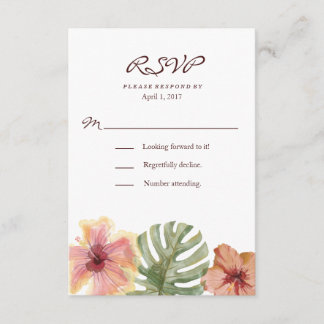 Watercolor Tropical Destination Wedding RSVP Card