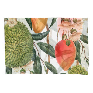 Watercolor tropical durian, mango pattern. pillowcase