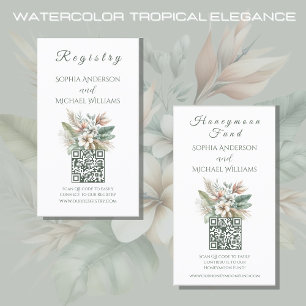 Watercolor Tropical Elegance -Registry-Honeymoon Business Card