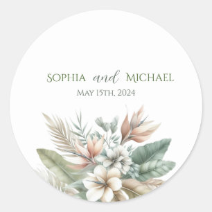 Watercolor Tropical Elegance- Wedding Stickers