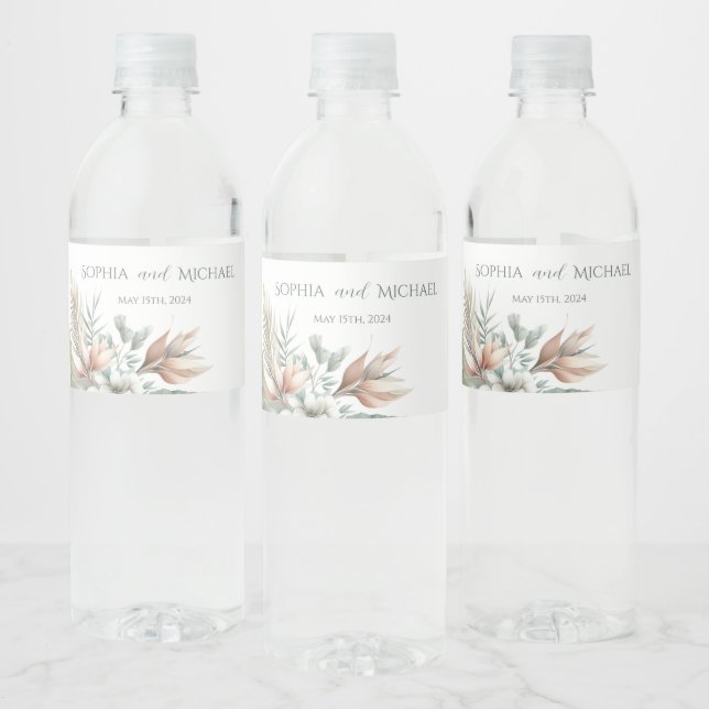 Watercolor Tropical Elegance-Wedding Water Bottle Label (Bottles)