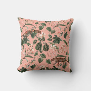 Watercolor tropical exotic pattern with orchid, gr cushion