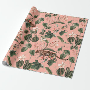 Watercolor tropical exotic pattern with orchid, gr wrapping paper