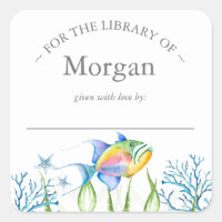 Watercolor Tropical Fish Bookplate