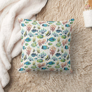 Watercolor Tropical Fish Cushion