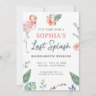 Watercolor Tropical Flamingo Bachelorette Invitation