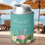 Watercolor Tropical Floral Bachelorette Party Cooler<br><div class="desc">Watercolor Tropical Floral Greenery Bachelorette Party Can Cooler with Pink Flamingo.</div>