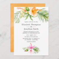 Watercolor Tropical Floral Beach Wedding