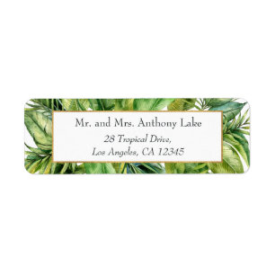 Watercolor Tropical Floral Beach Wedding Return Address Label