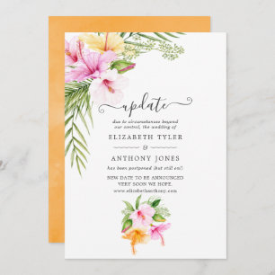 Watercolor Tropical Floral Beach Wedding Update Invitation