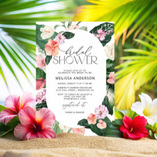 Watercolor Tropical Floral Bridal Shower Invitation