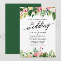 Watercolor Tropical Floral Calligraphy Wedding GR