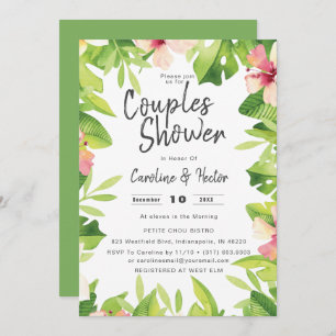Watercolor Tropical Floral Couples Shower Invitation