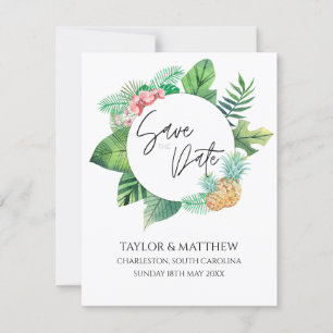 Watercolor Tropical Floral Elegant Wedding Save The Date
