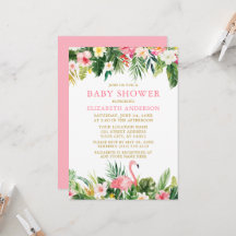 Watercolor Tropical Floral Flamingo Baby Shower