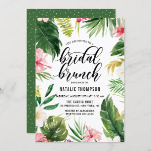 Watercolor Tropical Floral Frame Bridal Brunch Invitation
