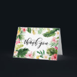 Watercolor Tropical Floral Frame Thank You Card<br><div class="desc">Customisable thank you card featuring watercolor palm leaves,  banana leaves,  hibiscus,  orchids and other tropical accents. This thank you card is perfect for summer and tropical weddings,  luaus,  graduations,  birthdays,  bridal showers,  baby showers and similar events.</div>