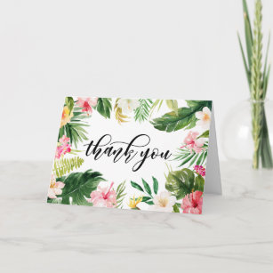 Watercolor Tropical Floral Frame Thank You Card
