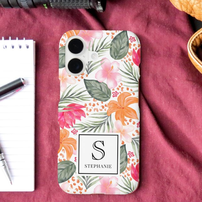 Watercolor Tropical Floral Pattern with Monogram (Creator Uploaded)