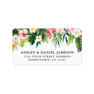 Watercolor Tropical Floral Return Address Label