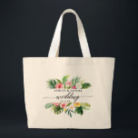 Watercolor Tropical Floral Wedding Calligraphy Large Tote Bag<br><div class="desc">Watercolor Tropical Floral Greenery Wedding Calligraphy Tote Bag</div>