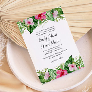 Watercolor Tropical Floral Wedding Invitation