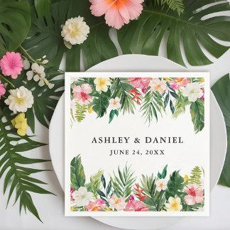 Watercolor Tropical Floral Wedding Napkin